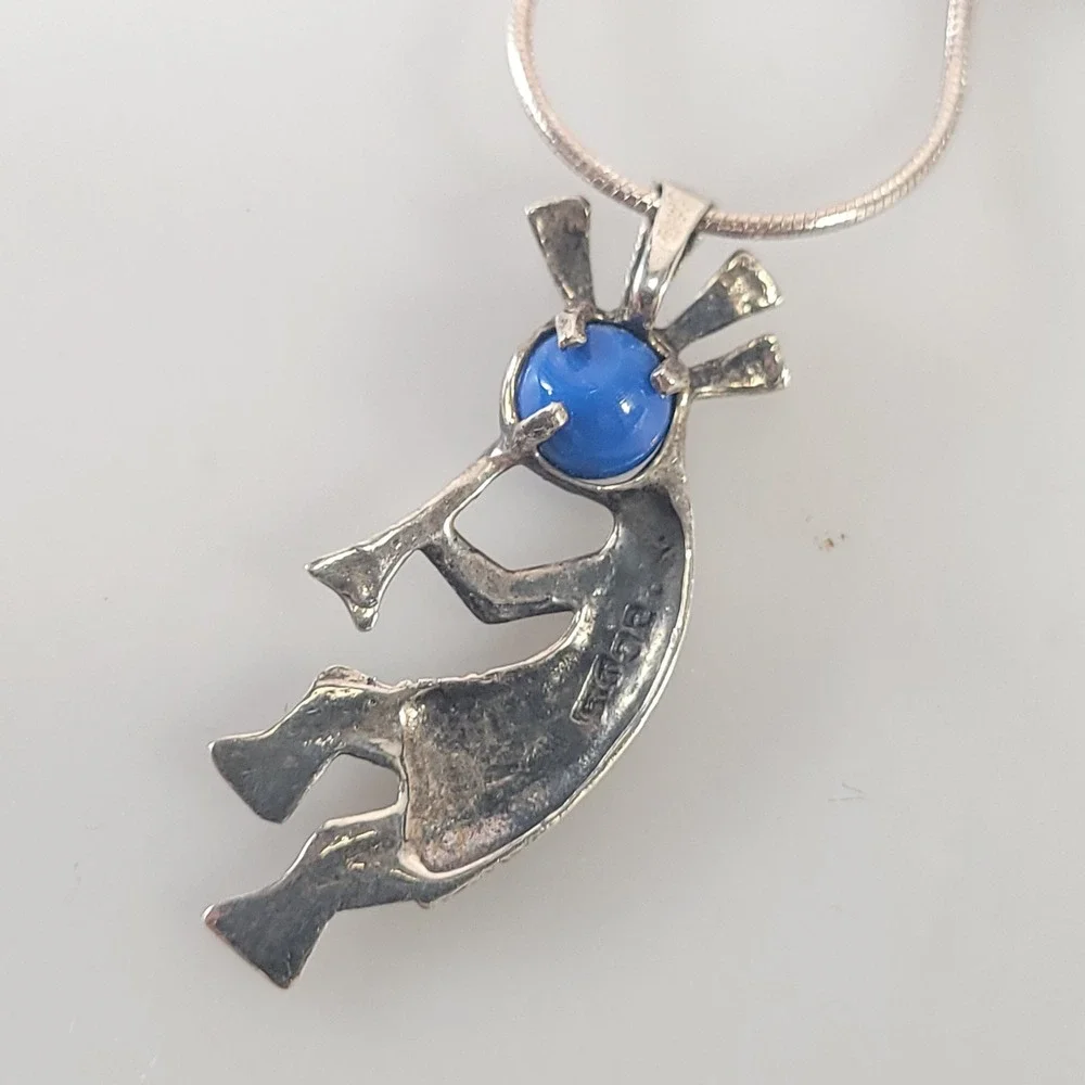 Southwestern‎ Kokopelli Pendant Necklace Sterling Silver 925 Italy Snake Chain